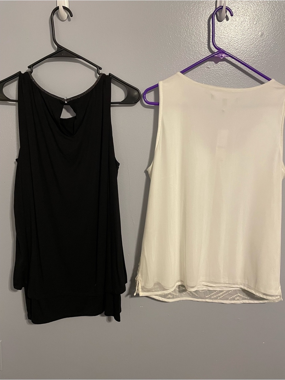 White House Black Market Ivory Beaded and Black Sleeveless Camisole Bundle - Picture 2 of 2
